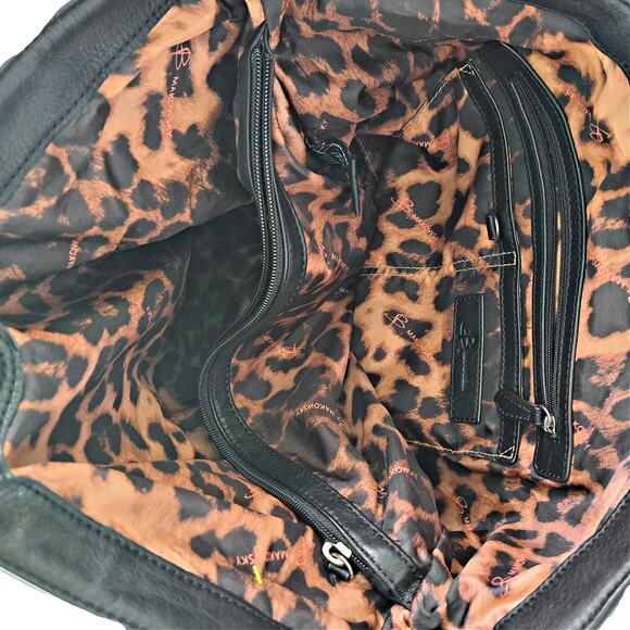 B MAKOWSKI Calf Hair Tan Black Zebra Fringe Leather Hobo Shoulder Bag EUC - Picture 8 of 10